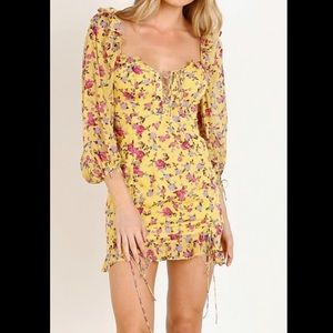For Love & Lemons Yellow Floral Dress